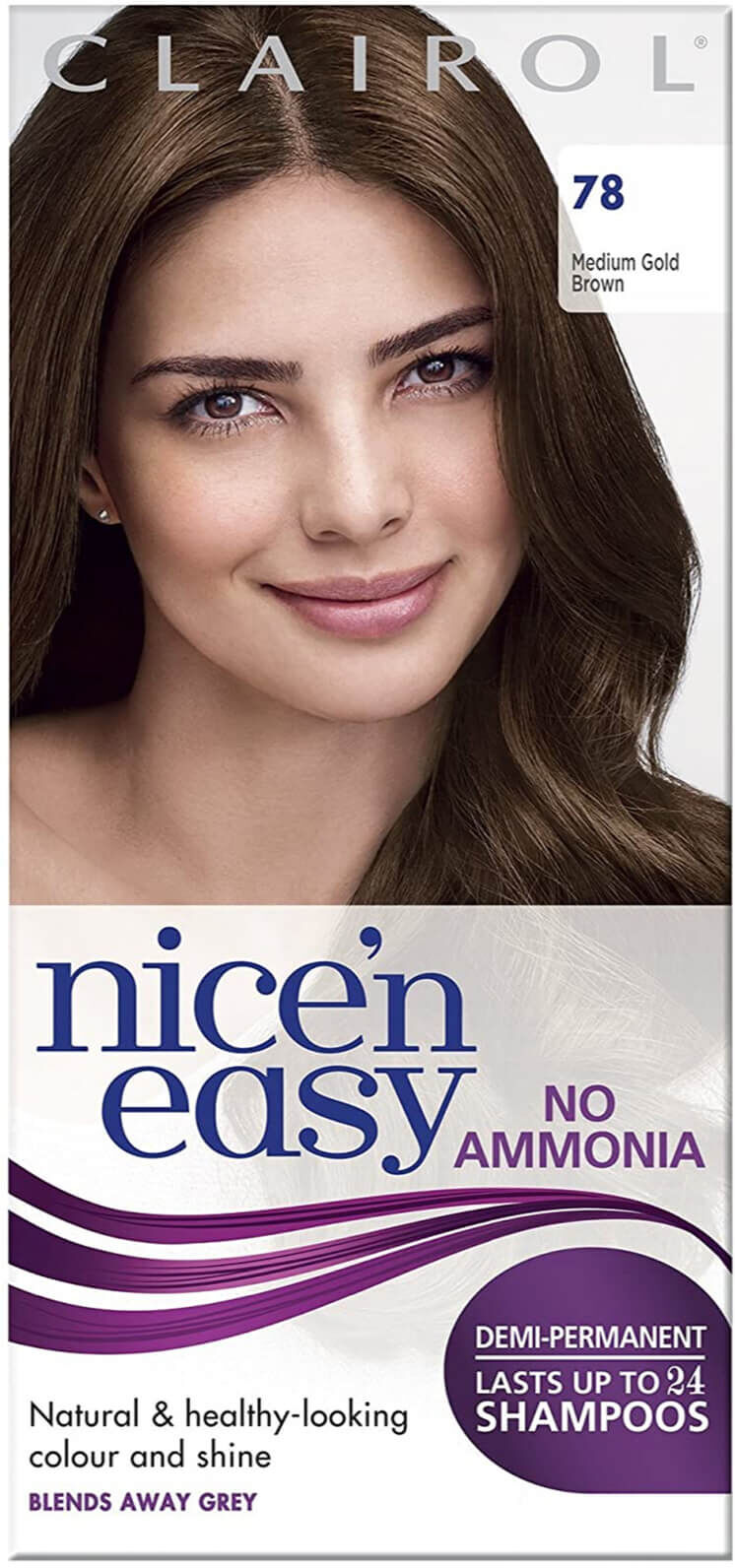 Clairol Nice'n Easy Semi-Permanent Hair Dye with No Ammonia (Various Shades) - 78 Medium Gold Brown