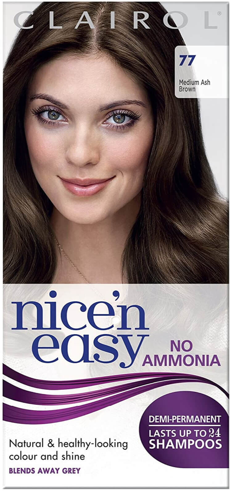 Clairol Nice'n Easy Semi-Permanent Hair Dye with No Ammonia (Various Shades) - 77 Medium Ash Brown