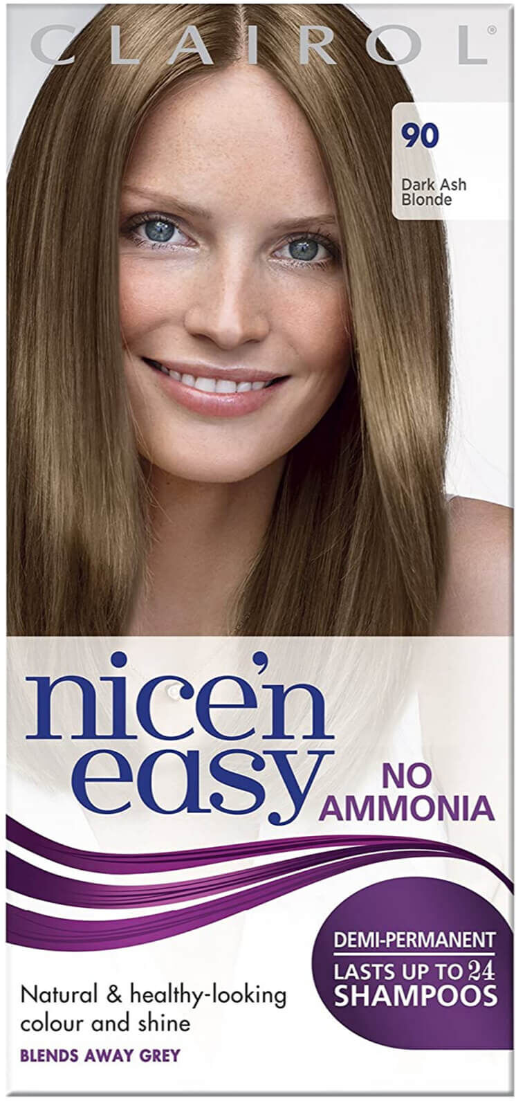 Clairol Nice'n Easy Semi-Permanent Hair Dye with No Ammonia (Various Shades) - 90 Dark Ash Blonde