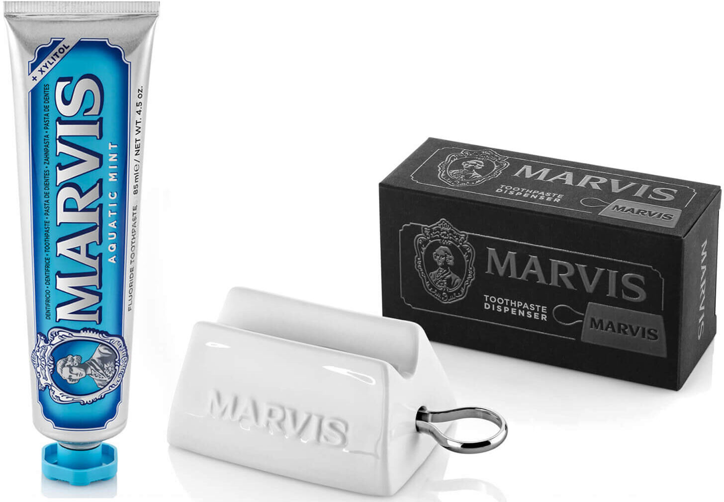 Marvis Aquatic Mint Toothpaste and Squeezer Bundle