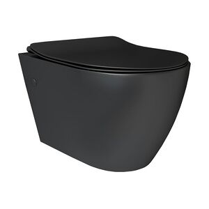 Alpenberger Schwarzes Hänge-WC mit Nano-Beschichtung   Wand WC ohne Spülrand   Soft-Close WC-Sitz   Rimless Tiefspüler Toilette   Modernes WC-Design