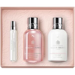 Molton Brown Collection Delicious Rhubarb & Rose Geschenkset in Reisegröße Eau de Toilette Spray 7.5 ml + Bade- und Duschgel 100 ml + Körperlotion 100 ml