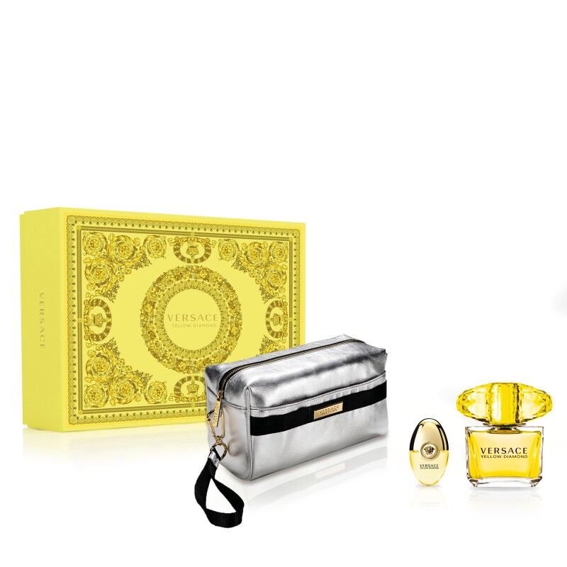 Versace Yellow Diamond EDT &amp; EDT Mini &amp; Pouch 90 ml + 10 ml + 1 kpl Lahjapakkaus
