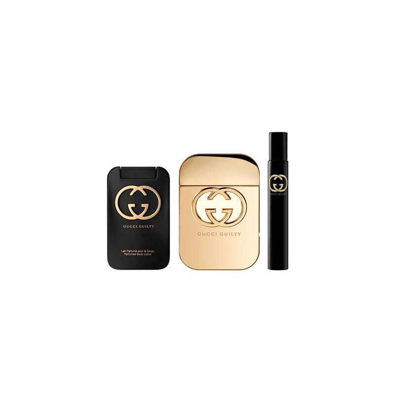 Gucci Guilty EDT &amp; Body Lotion &amp; EDT Rollerball 75 ml + 100 ml + 7,4 ml Lahjapakkaus