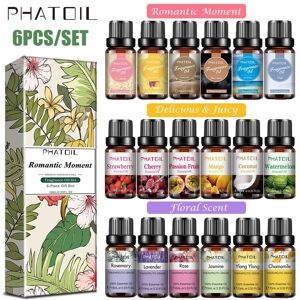 6 pièces extrait de plante pure huile essentielle de fruit huile de parfum floral lavande pour diffuseur purificateur d air bricolage parfum soins de la peau cadeau de Saint-Valentin