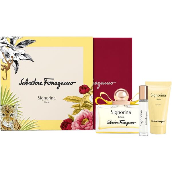 salvatore ferragamo signorina libera confezione 100 ml eau de parfum + 50 ml body lotion + 10 ml eau de parfum travel spray