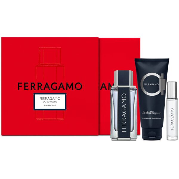 salvatore ferragamo ferragamo confezione 100 ml eau de toilette + 100 ml shower gel + 10 ml purse spray eau de toilette