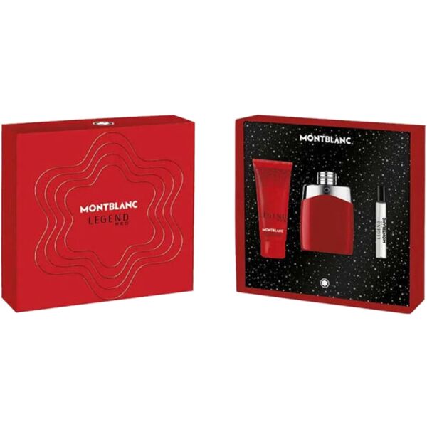 montblanc legend red confezione 100 ml eau de parfum + 7,5 ml travel spray eau de parfum + 100 ml shower gel