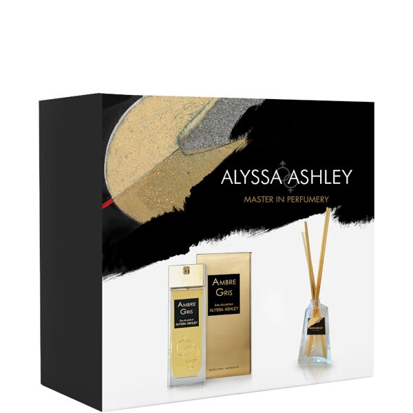 alyssa ashley ambre gris confezione 100 ml eau de parfum + 50 ml profumatore d'amiente con bacchette