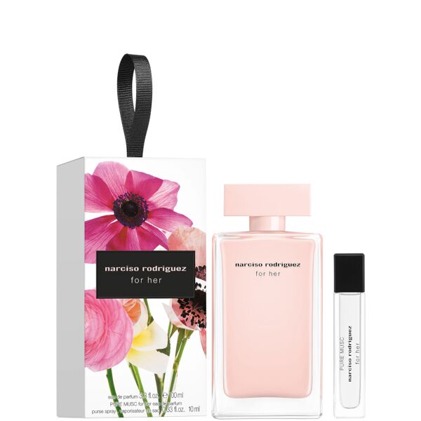 for her narciso rodriguez for her edp confezione 100 ml for her eau de parfum + 10 ml for her pure musc eau de parfum purse spray