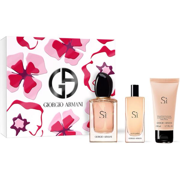 armani si edp cofanetto 50 ml eau de parfum + 15 ml travel size eau de parfum + 50 ml body lotion