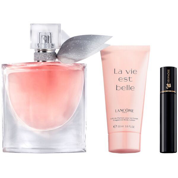 lancome la vie est belle eau de parfum confezione 50 ml eau de parfum + 50 ml body lotion + 2 ml mascara hypnôse miniature