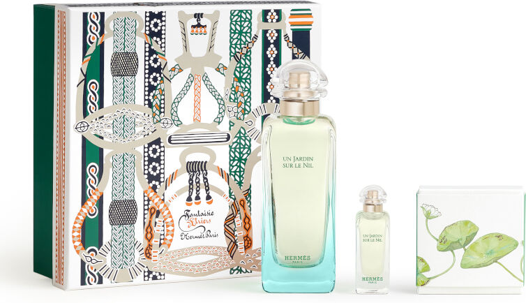 HERMÈS Un Jardin sur le Nil Confezione 100 ml Eau de Toilette + 7,5 ML Eau de Toilette mignon + 50 gr sapone profumato