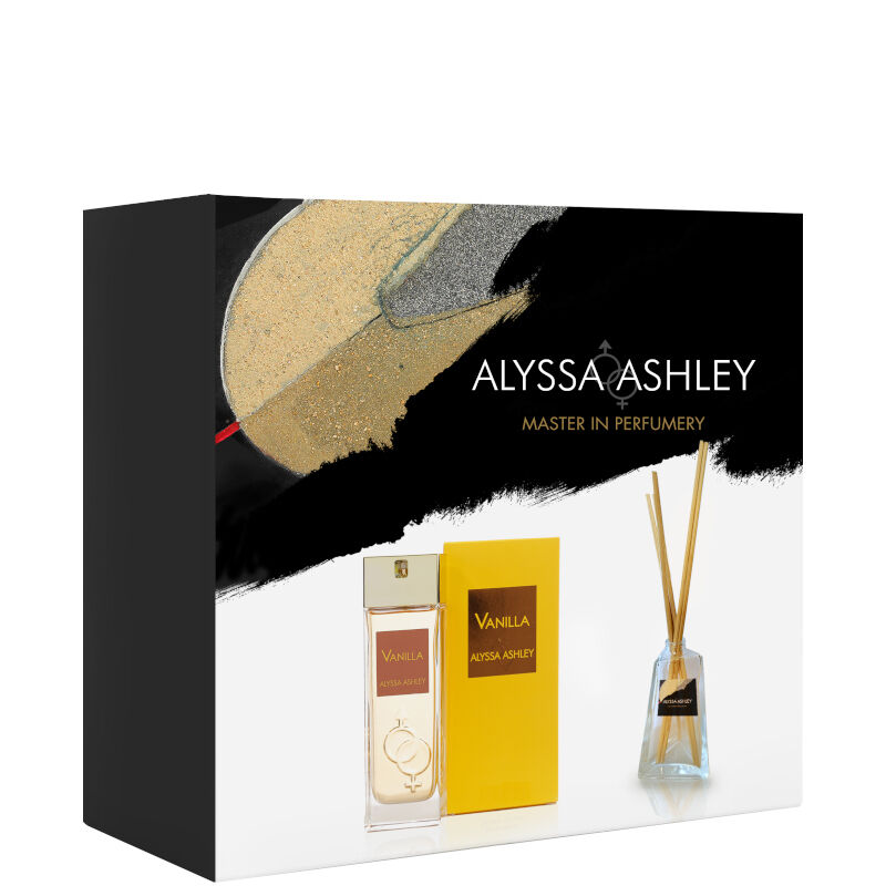 Alyssa Ashley Vanilla Confezione 50 ML Eau de Parfum + 50 ML Profumatore d'Amiente con bacchette