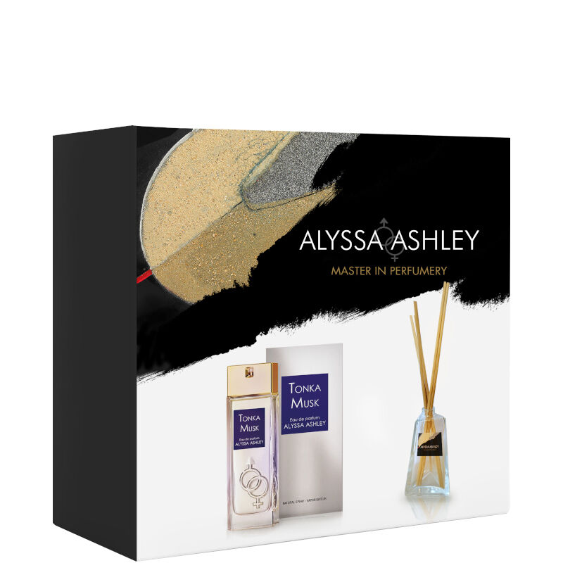 Alyssa Ashley Tonka Musk Confezione 100 ML Eau de Parfum + 50 ML Profumatore d'Amiente con bacchette