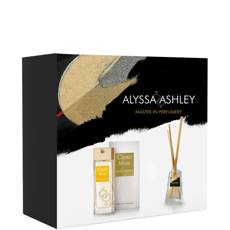 Alyssa Ashley Cedro Musk Confezione 100 ML Eau de Parfum + 50 ML Profumatore d'Amiente con bacchette
