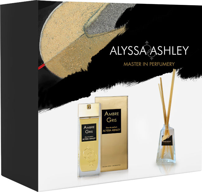 Alyssa Ashley Ambre Gris Confezione 100 ML Eau de Parfum + 50 ML Profumatore d'Amiente con bacchette