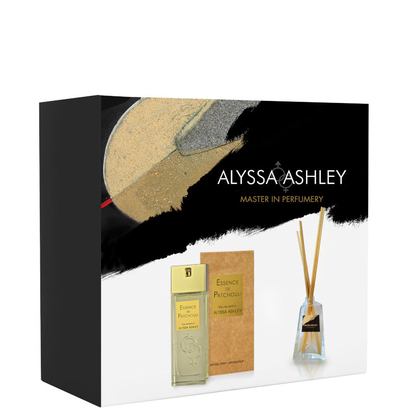 Alyssa Ashley Essence De Patchouly Confezione 100 ML Eau de Parfum + 50 ML Profumatore d'Amiente con bacchette