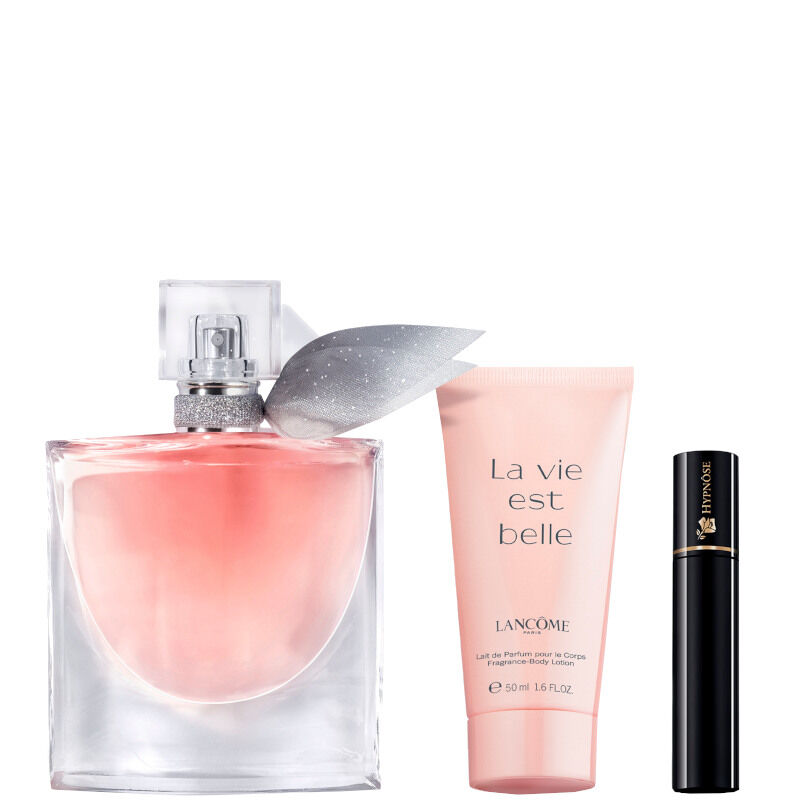 Lancome La Vie est belle Eau de Parfum Confezione 50 ML Eau de Parfum + 50 ML Body Lotion + 2 ml Mascara Hypnôse Miniature