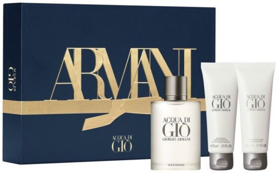 Giorgio Armani Acqua Di Gio EDT & Showergel & Aftershavebalm 100 ml + 75 ml + 75 ml Geschenkset