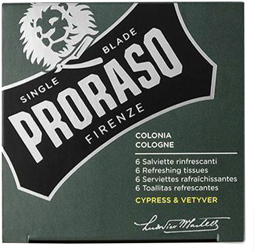 Proraso Beard Wipes Cypress & Vetyver 6pcs