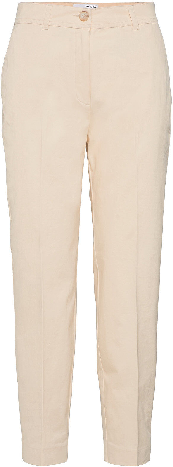 Selected Femme Slfnora Mw Cropped Pant Seedpearl S Bukser Med Rette Ben Beige Selected Femme