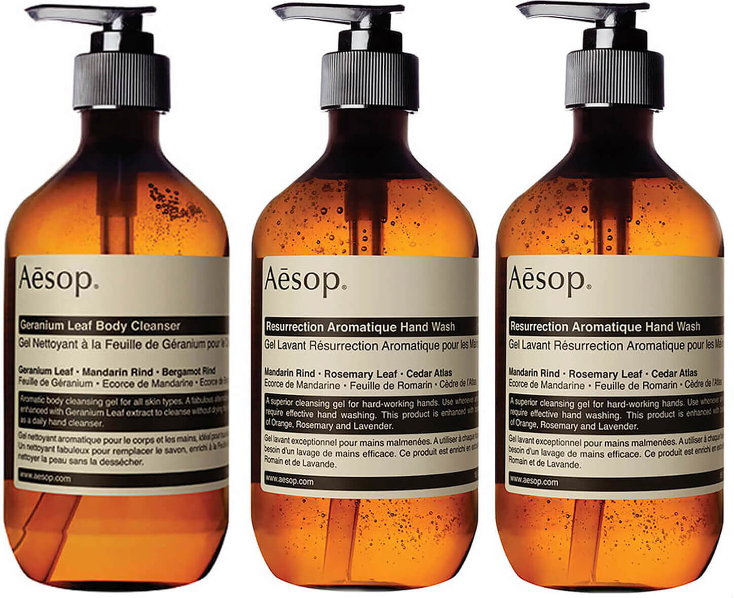 Aesop Geranium Cleanser, Resurrection and Reverence Hand Wash Bundle