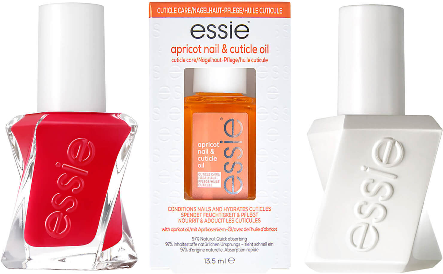 essie Gel Red Nail Polish and Apricot Cuticle Oil Care Bundle