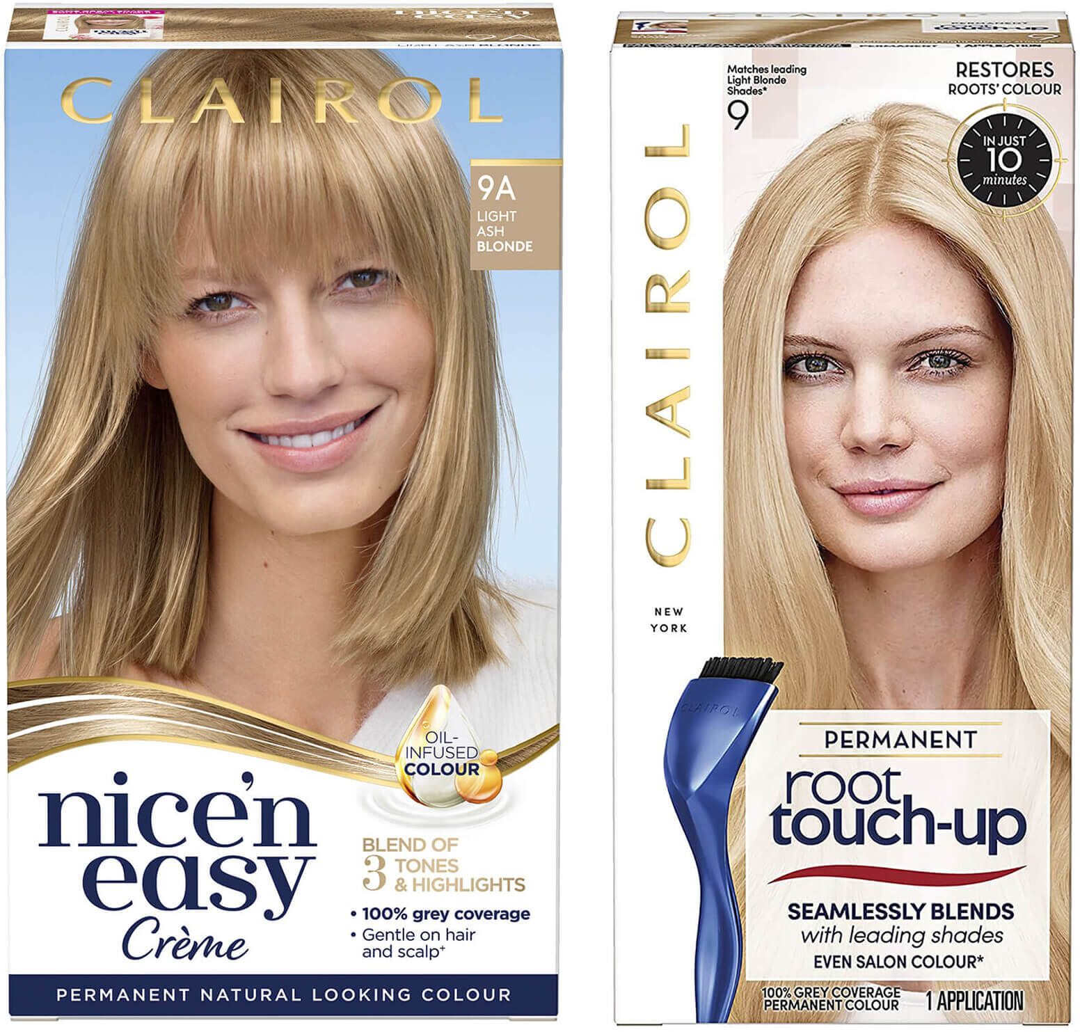 Clairol Nice' n Easy Permanent Hair Dye and Root Touch up Duo (Various Shades) - 9A Light Ash Blonde/9 Light Blonde