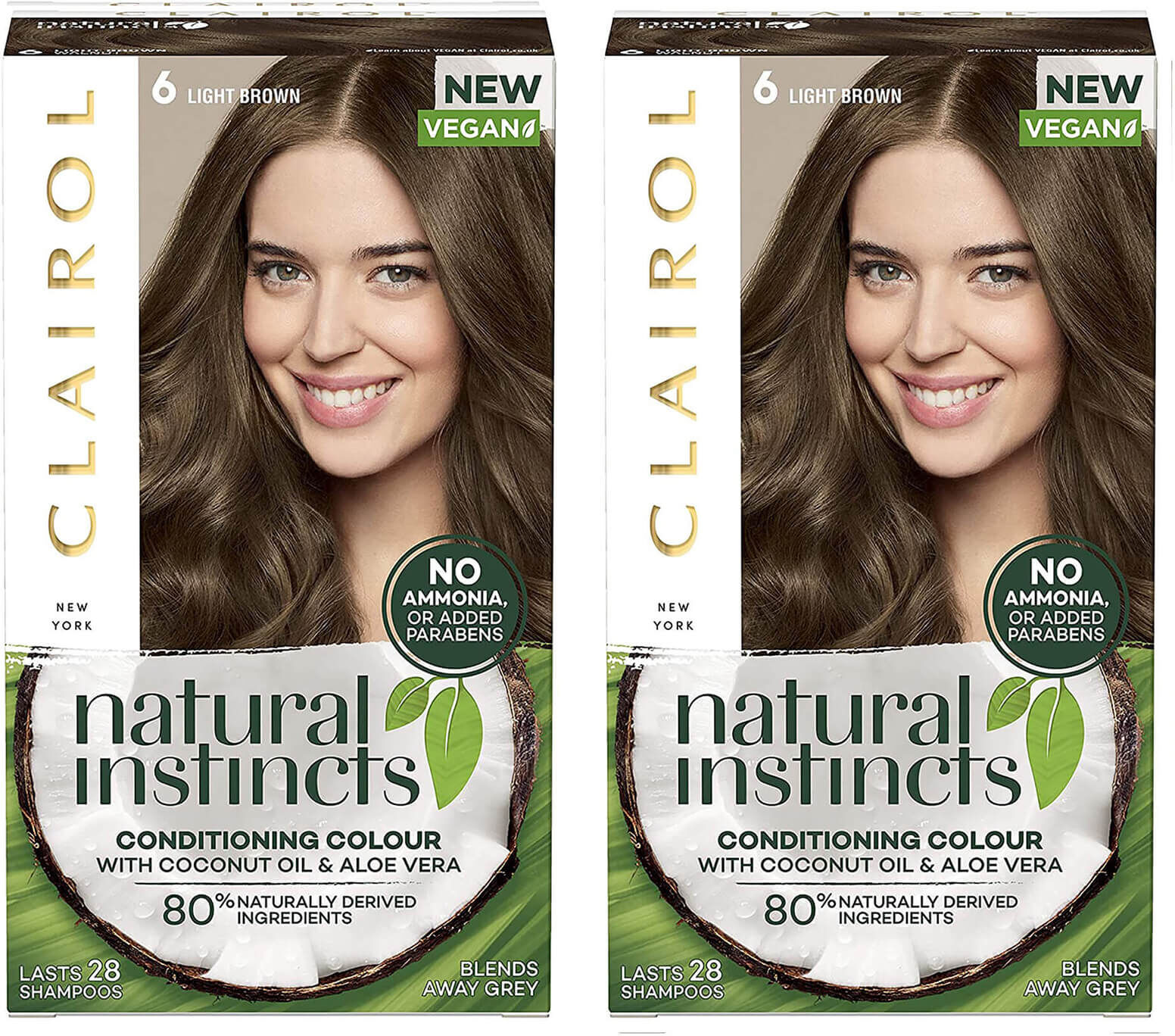 Clairol Natural Instincts Semi-Permanent No Ammonia Vegan Hair Dye Duo (Various Shades) - 6 Light Brown