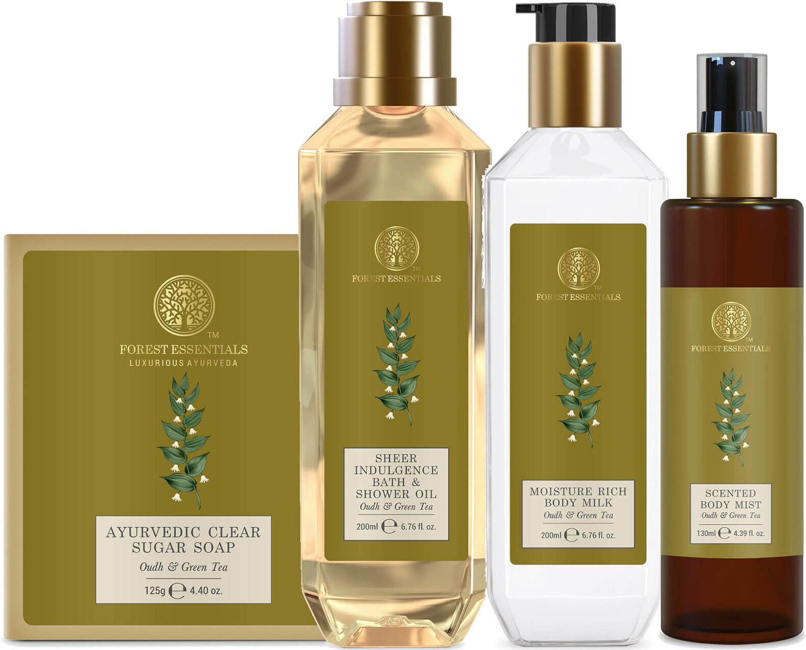 Forest Essentials Oudh and Green Tea Body Care Regime