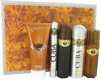 Cuba Gold by Fragluxe - Gift Set -- 3.3 oz Eau De Toilette Spray + 3.3 oz After Shave Spray + 6.7 oz Body Deodorant Spray + 6.7 oz Shower Gel +  1.17 oz EDT Spray - for menn