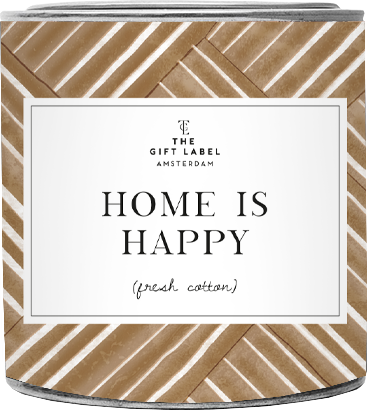 The Gift Label Home Is Happy Fresh Cotton Candle Tin Small