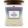 Woodwick Trilogy Calming Retreat vela perfumada com pavio de madeira 275 g. Trilogy Calming Retreat