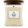 Woodwick White Teak vela perfumada com pavio de madeira 275 g. White Teak