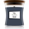 Woodwick Indigo Suede vela perfumada com pavio de madeira 85 g. Indigo Suede