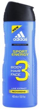 Adidas A3 Sport Energy gel de banho para homens 3 em 1 400 ml. A3 Sport Energy