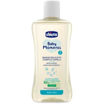Chicco Baby Moments champô suave para bebés cabelo e corpo 200 ml. Baby Moments