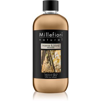 Millefiori Natural Incense & Blond Woods recarga de aroma para difusores 500 ml. Natural Incense & Blond Woods