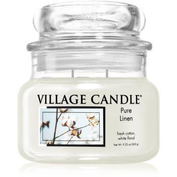 Village Candle Pure Linen vela perfumada (Glass Lid) 262 g. Pure Linen