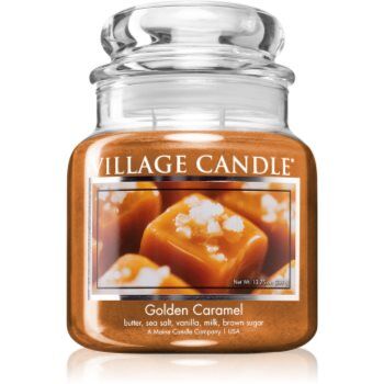 Village Candle Golden Caramel vela perfumada (Glass Lid) 389 g. Golden Caramel