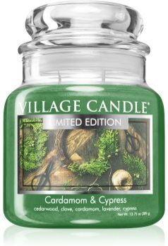 Village Candle Cardamom & Cypress vela perfumada (Glass Lid) 389 g. Cardamom & Cypress