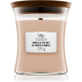 Woodwick Vanilla & Sea Salt vela perfumada com pavio de madeira 275 g. Vanilla & Sea Salt