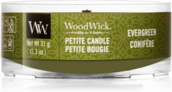 Woodwick Evergreen velas votivas com pavio de madeira 31 g. Evergreen