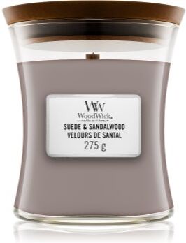 Woodwick Suede & Sandalwood vela perfumada 275 g. Suede & Sandalwood