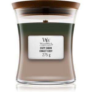 Woodwick Trilogy Cozy Cabin scented candle with wooden wick 275 g