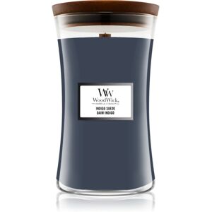 Woodwick Indigo Suede scented candle with wooden wick 610 g