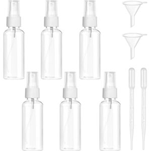 ACWOO Travel Clear Plastic Bottles, 6 x 50ml Eempty clear fine mist plastic Refillable spray bottles, Refillable Liquid Containers Mini Travel Bottle Set for Cleaning, Perfume, Cosmetic Sprays