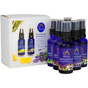 Absolute Aromas Popular Room Sprays Set – Multi Pack of 6 x 30ml - Includes Breatheasy, Lavender, Lemon, Lemon Myrtle, Prevention and Relaxation Spritzer Room Spray