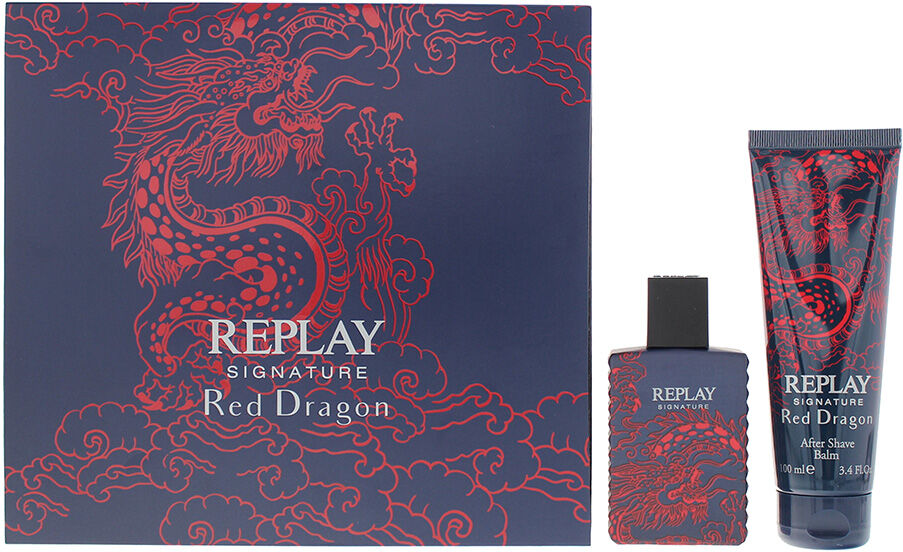 Replay Signature Red Dragon For Man 2 Piece Gift Set: Eau De Toilette 50ml - Aftershave 100ml